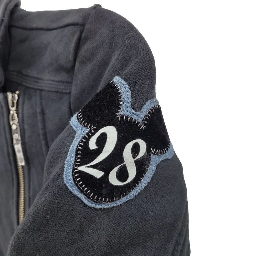 Disney Parks Disneyland Moto Jacket Sweatshirt M Black Sequined Mickey‎ 3D Zip